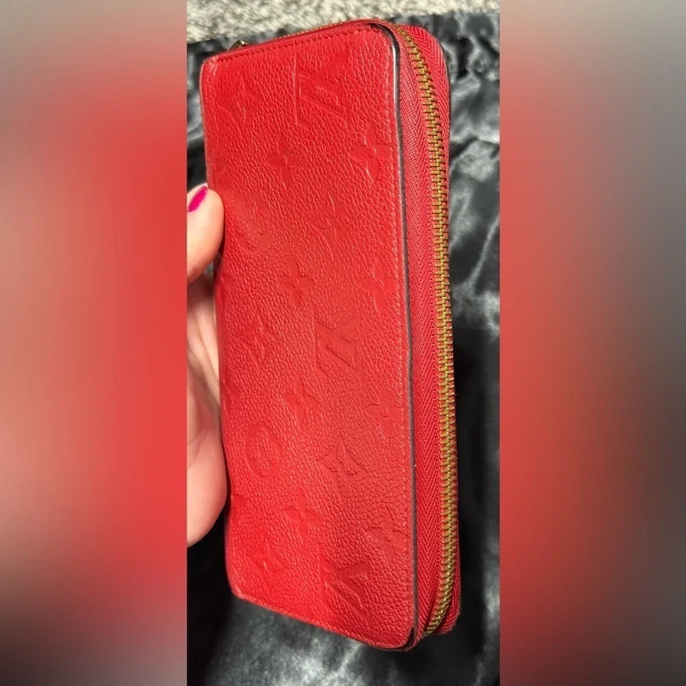 Louis Vuitton red Empreinte monogram zippy wallet